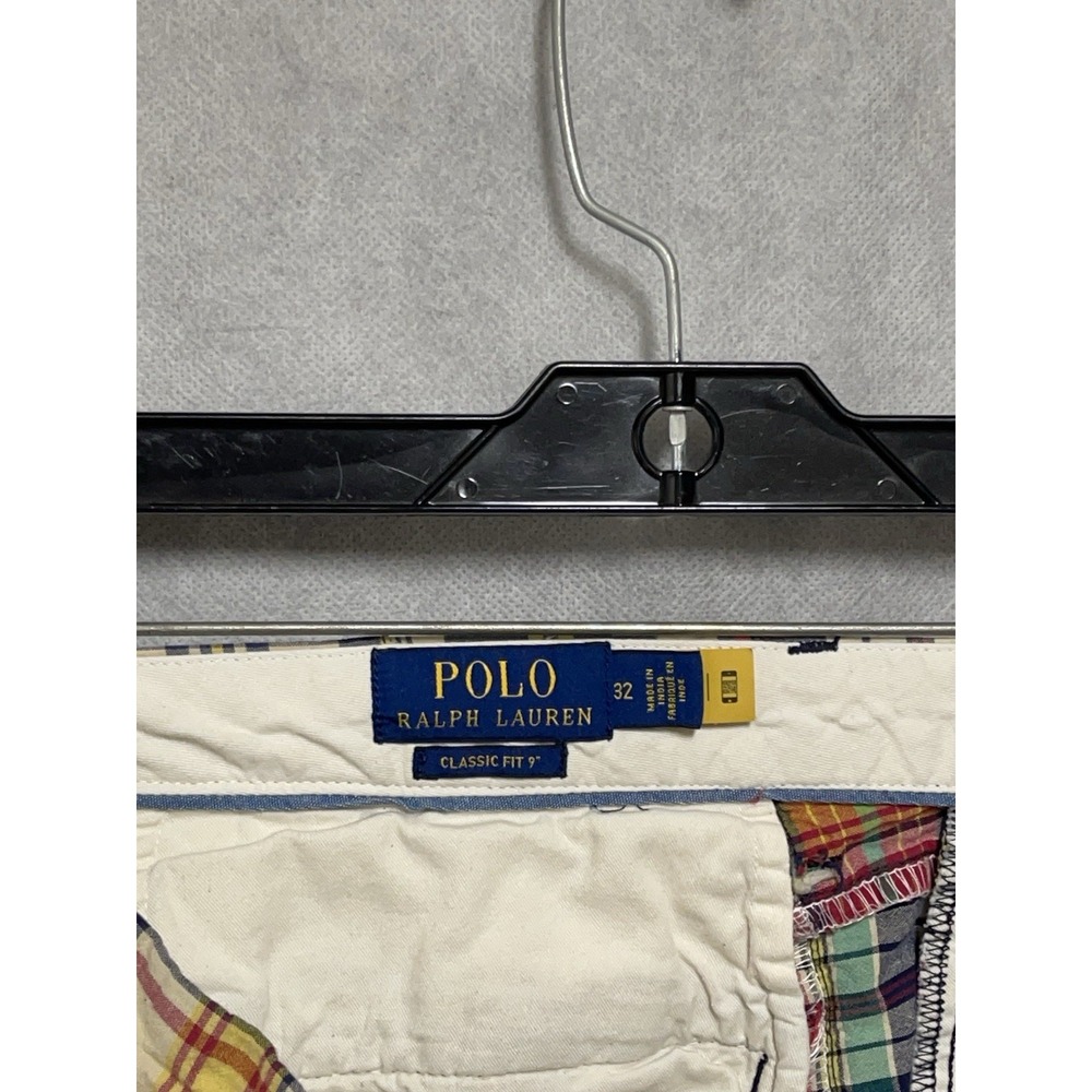 Polo Ralph Lauren Shorts Men 32 Indian Madras Patchwork Flesh Pony Chino Casual - Picture 9 of 10